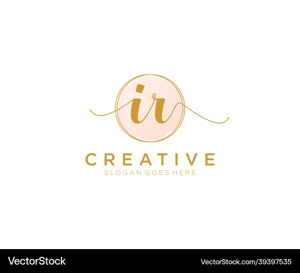 Elegant Initial 'IR' Logo - Feminine Beauty Monogr Vector Image
