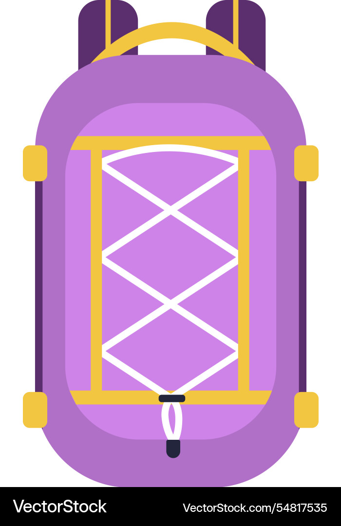 Lila Rucksack mit vibrierenden gelben Riemen Lila Rucksack mit vibrierenden gelben Riemen vektorbild