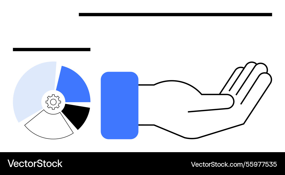 Open hand gesture beside segmented pie chart Open hand gesture beside segmented pie chart vector image