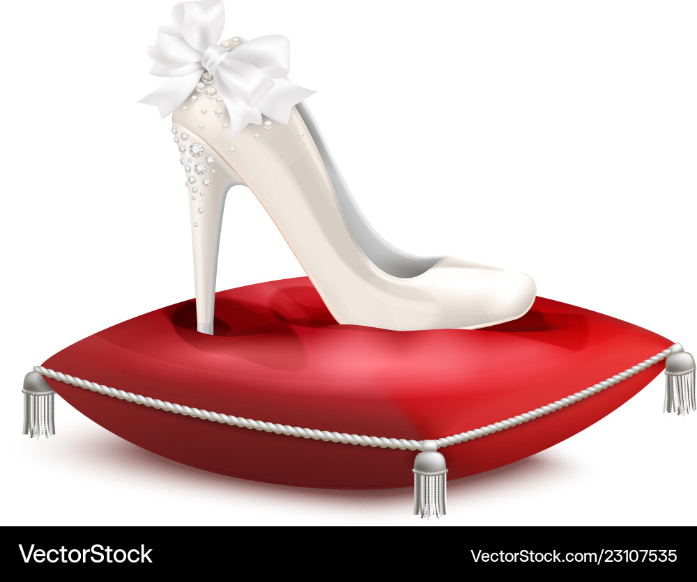 Princess shoe pillow realistic composition Princess shoe pillow realistic composition vector image