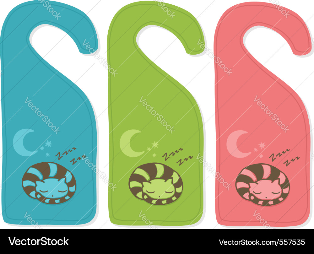 Sleeping Cat Door Hangers Vector Image