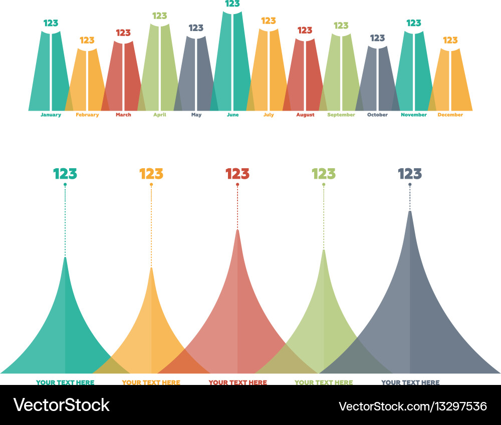 Bar Chart Elements - Triangle Icons vector image