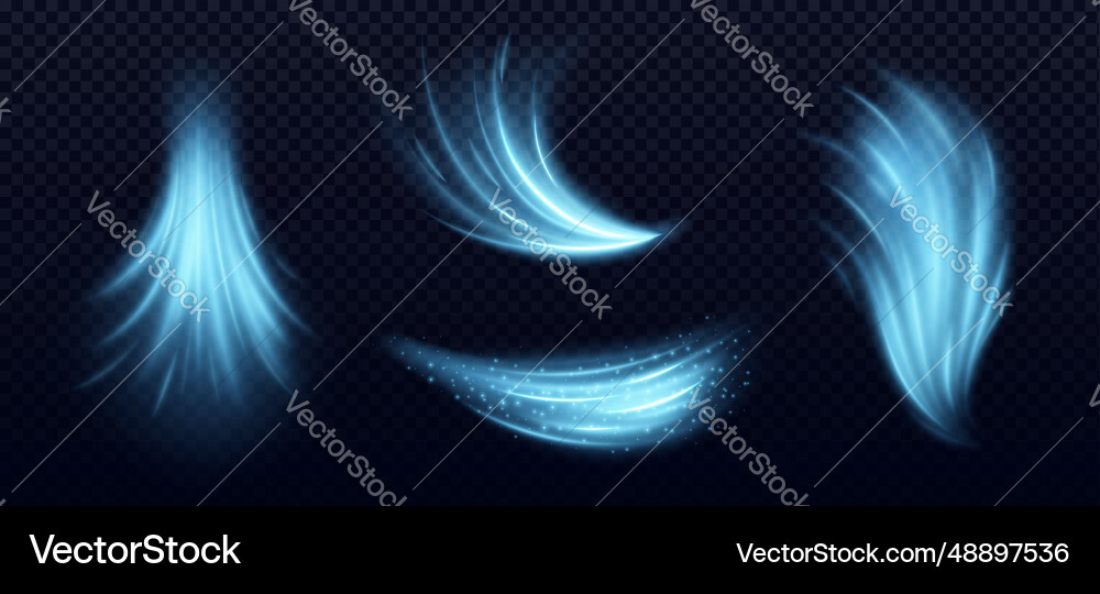 Blue wind air flow light effect cold fresh wave vector image