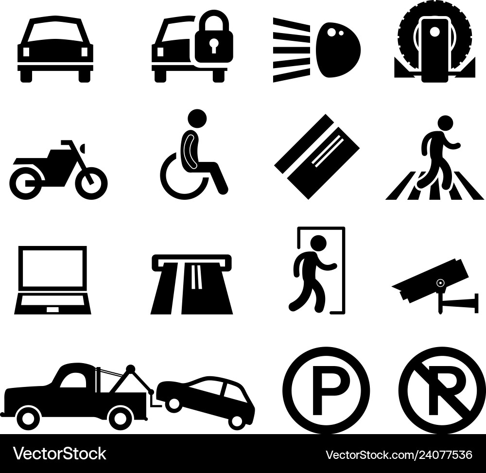 Car Park Icons - Parking Sign Set Vector Image