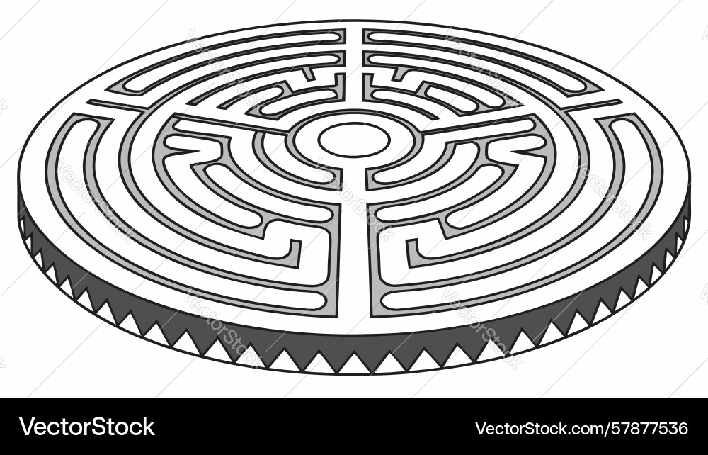 Circular labyrinth maze with ribbed edge 3d game Vector Image