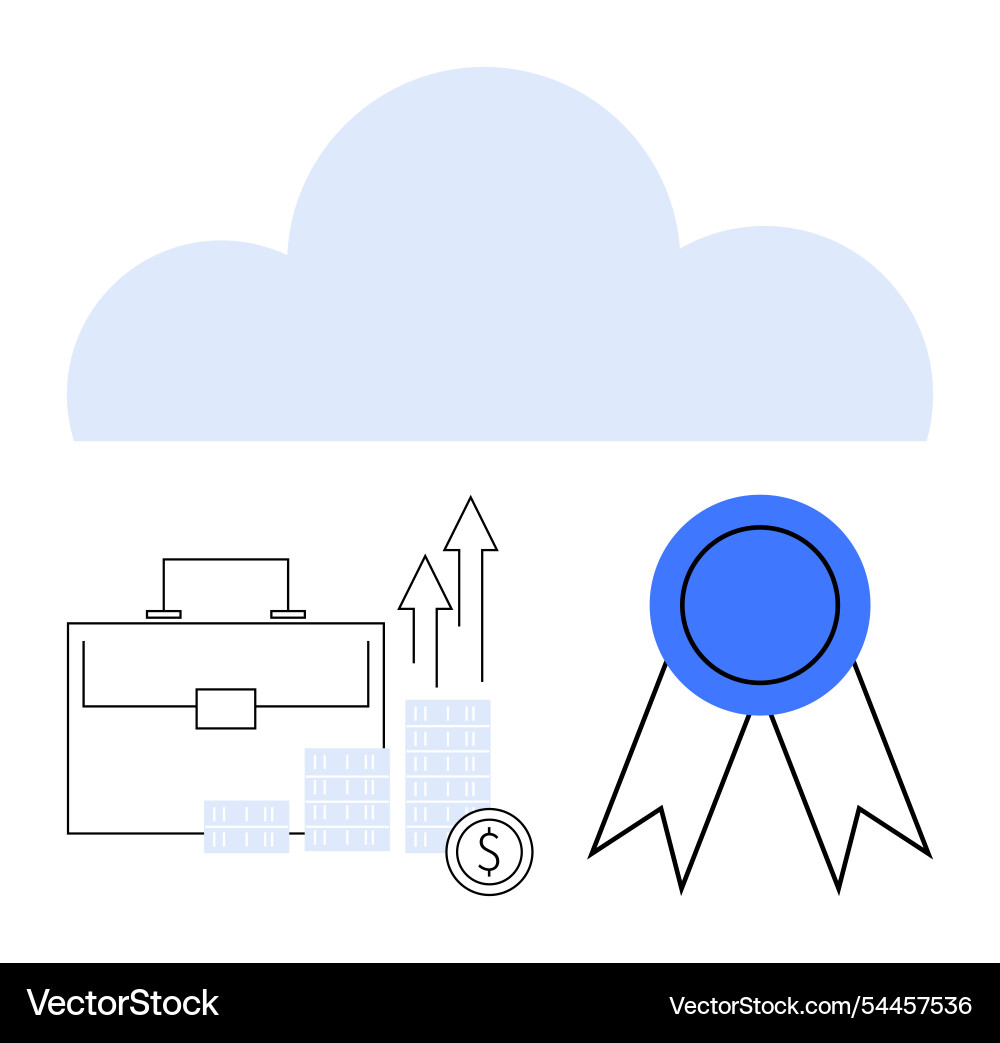 Cloud computing concept with briefcase growth Cloud computing concept with briefcase growth vector image