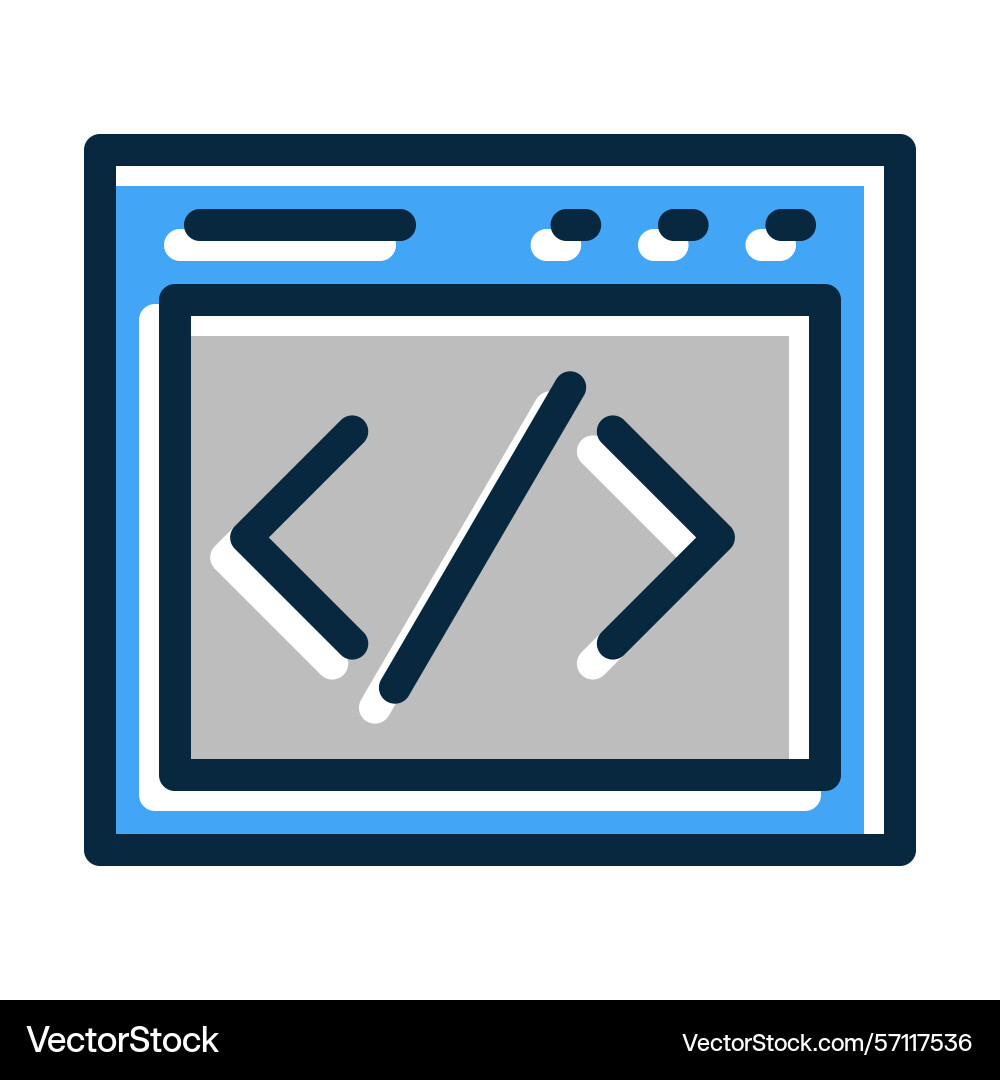 Coding thick line filled dark colors icons vector image