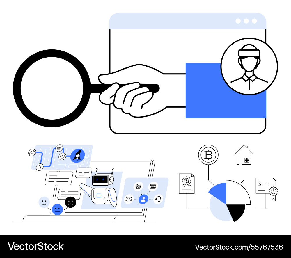 Digital investigation and analysis tools featuring Digital investigation and analysis tools featuring vector image