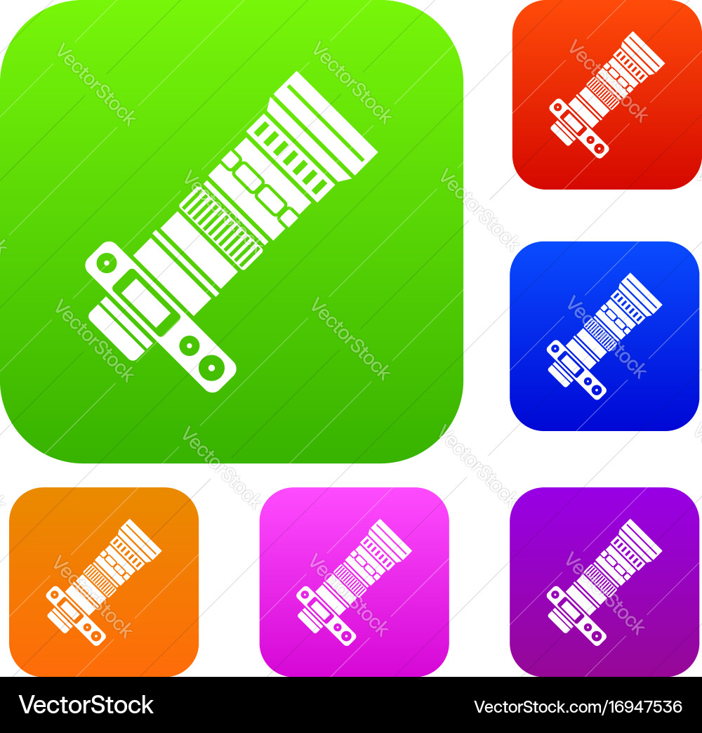 Dslr camera with zoom lens set collection Vector Image