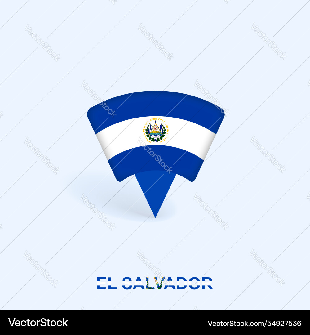 El salvador flag map pointer design with shadow Vector Image
