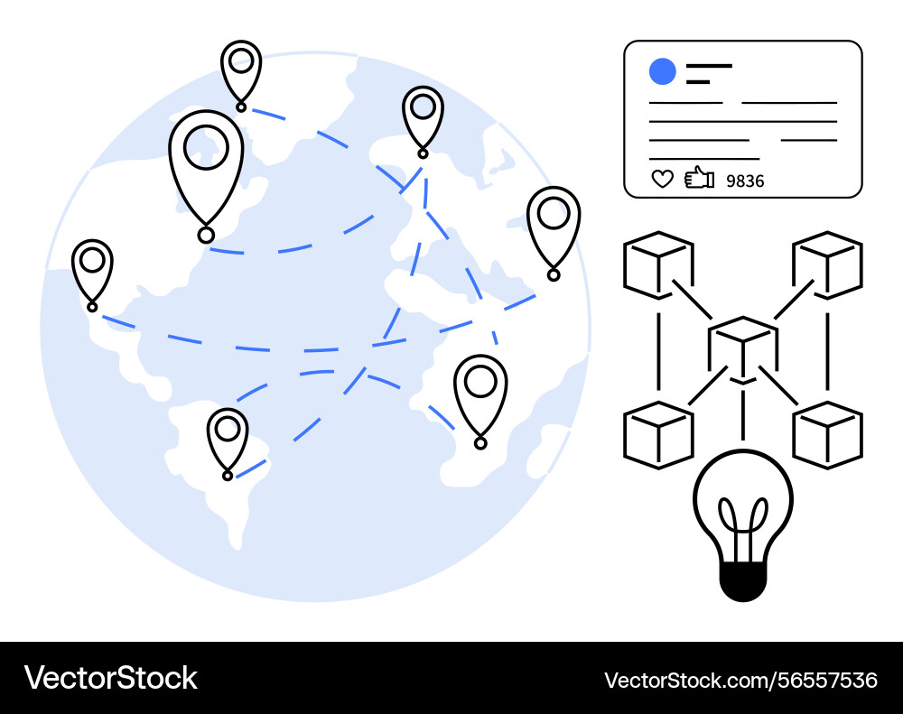 Global connections through blockchain technology Global connections through blockchain technology vector image