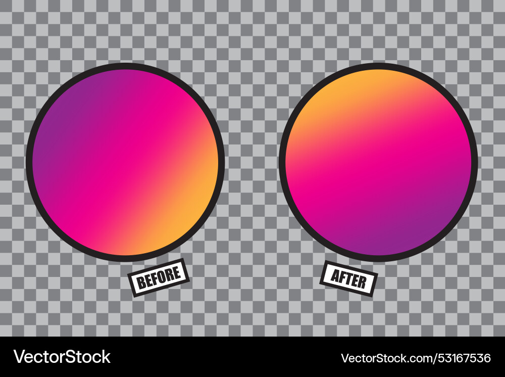 Gradient circles comparison color transition Gradient circles comparison color transition vector image