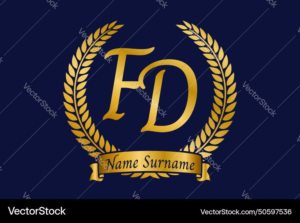 Initial letter f and d fd monogram logo design Vector Image