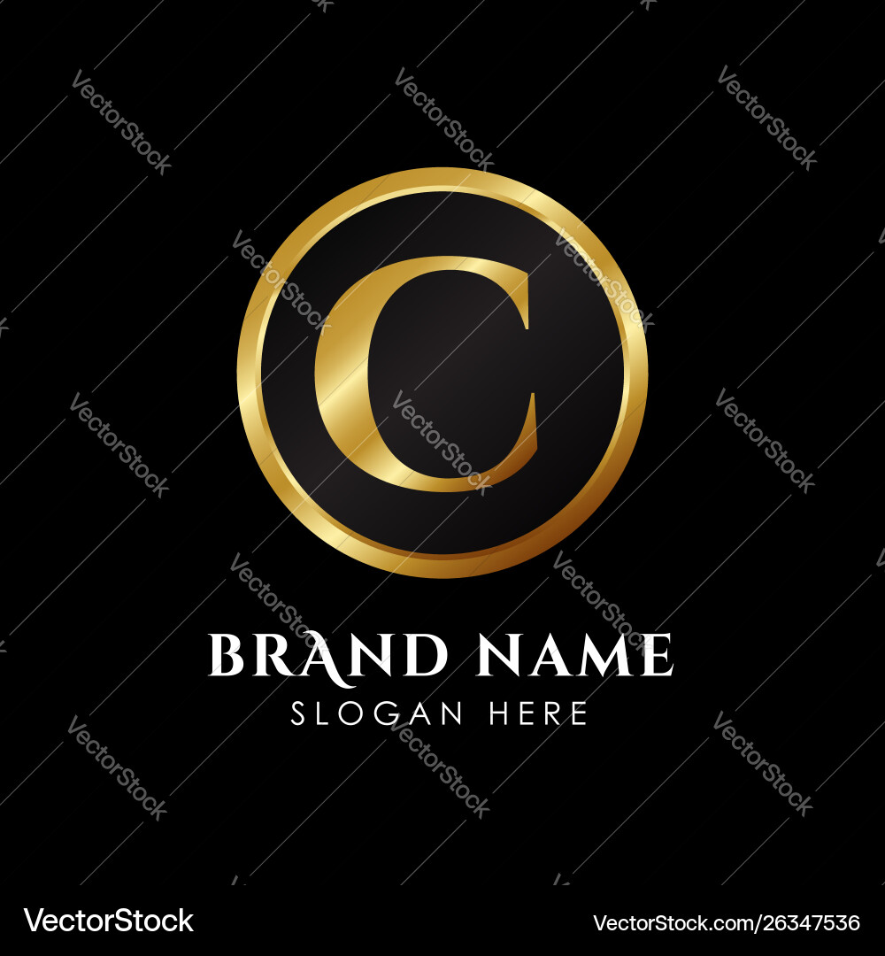 Luxury Gold Letter C Logo Template Royalty Free Vector Image