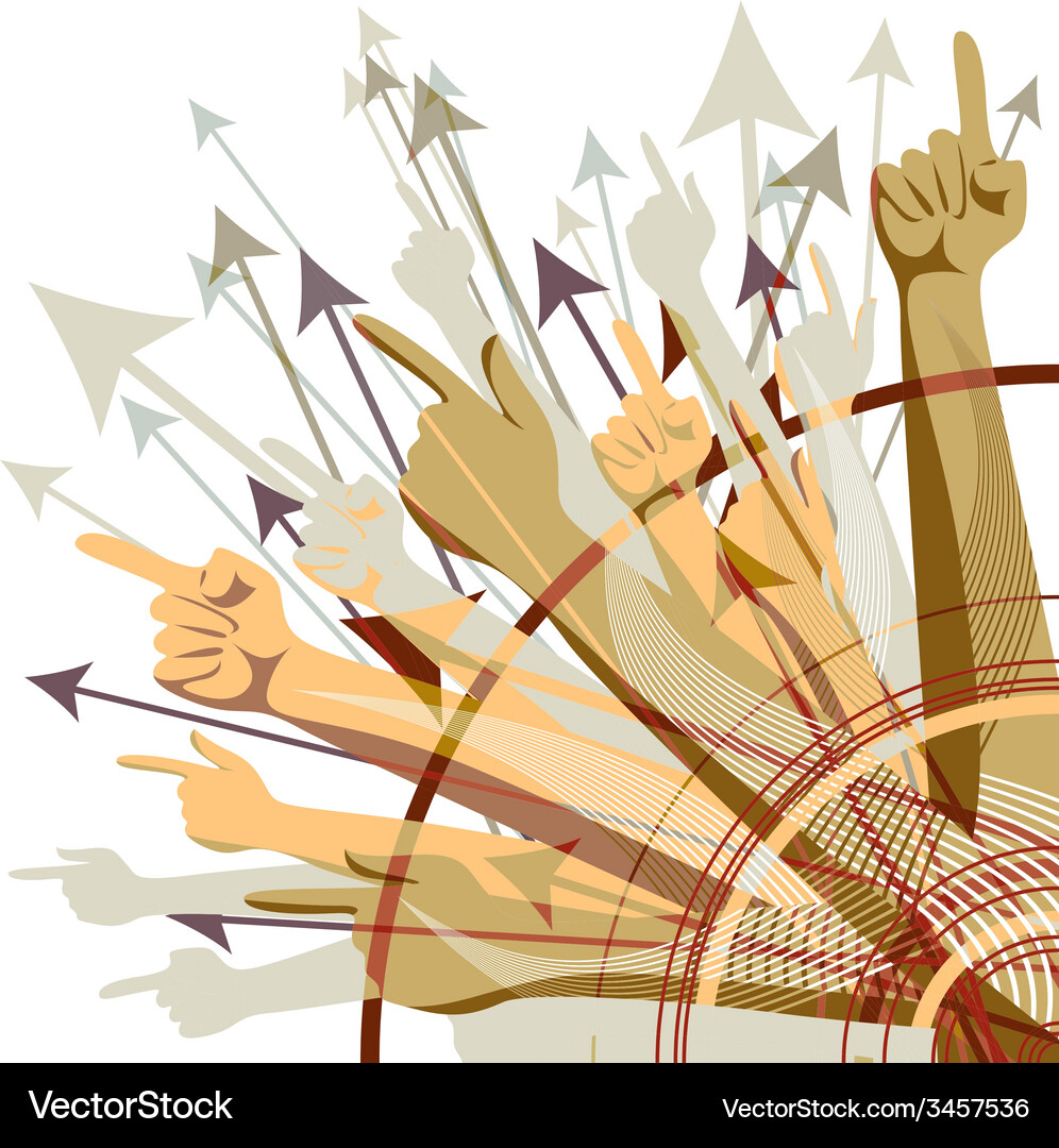 Set of colorful target arrows and hands pointing Vector Image