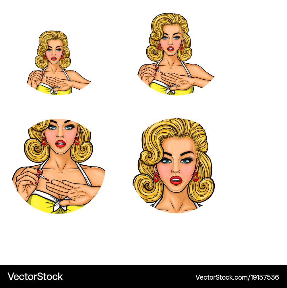 Set of pop art round avatar icons for users Vector Image