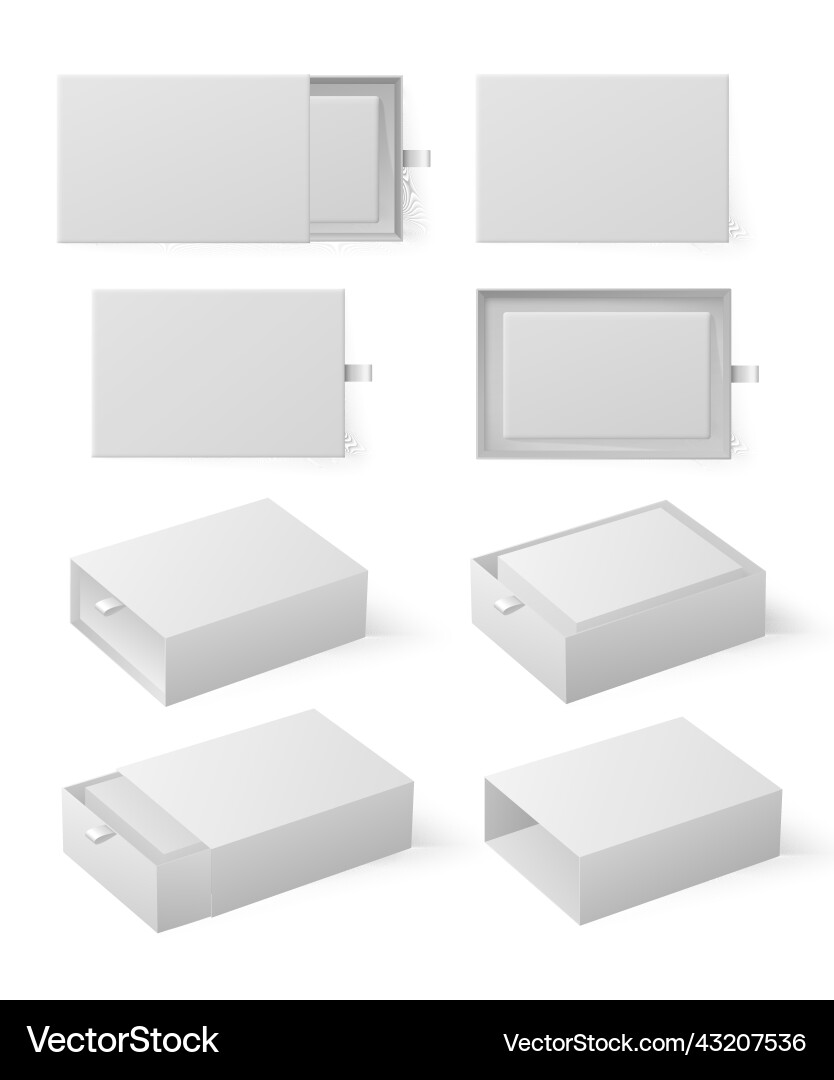 White Box Slider Mockup Set Vector Image