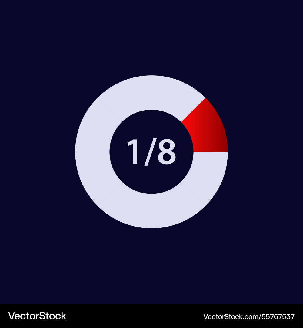 Circular progress indicator with one eighth vector image