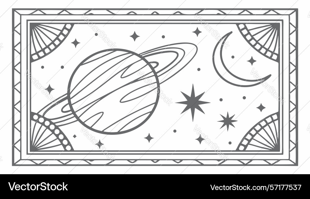 Cosmic planets and stars rectangular frame vector image