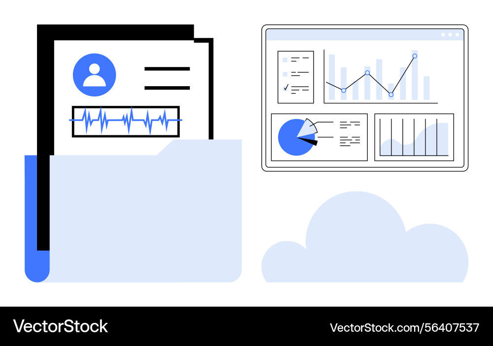 Digital health records and data analysis Digital health records and data analysis vector image