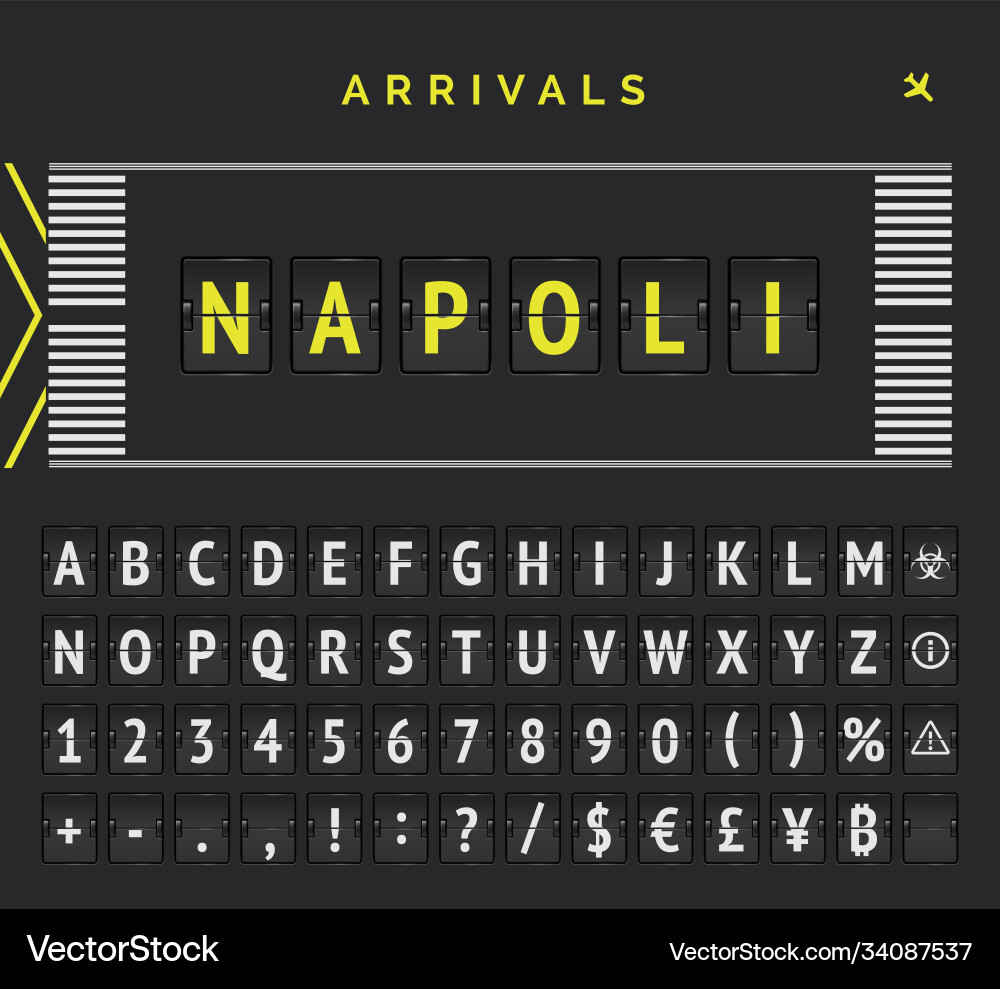 Flight flipping font analog flip scoreboard vector image