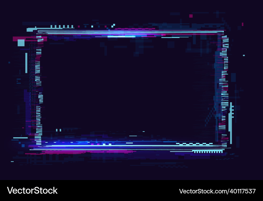 Glitch Frame - Neon Abstract vector image