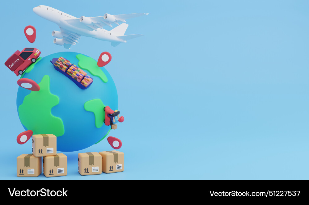 Global logistic system 3d render vector image