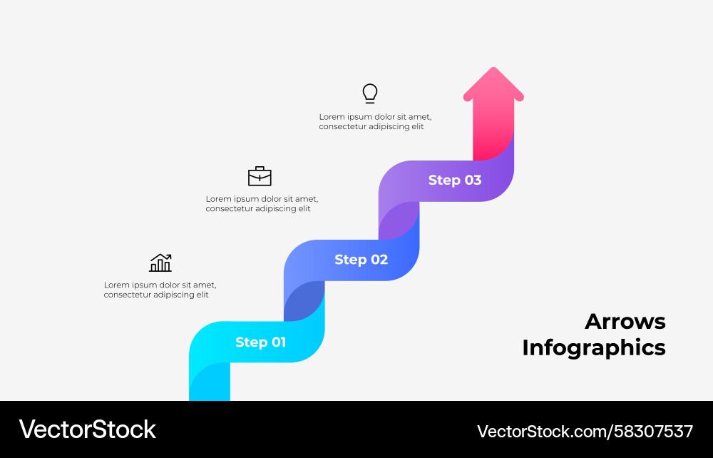 Gradient Arrow Workflow Steps Vector Image