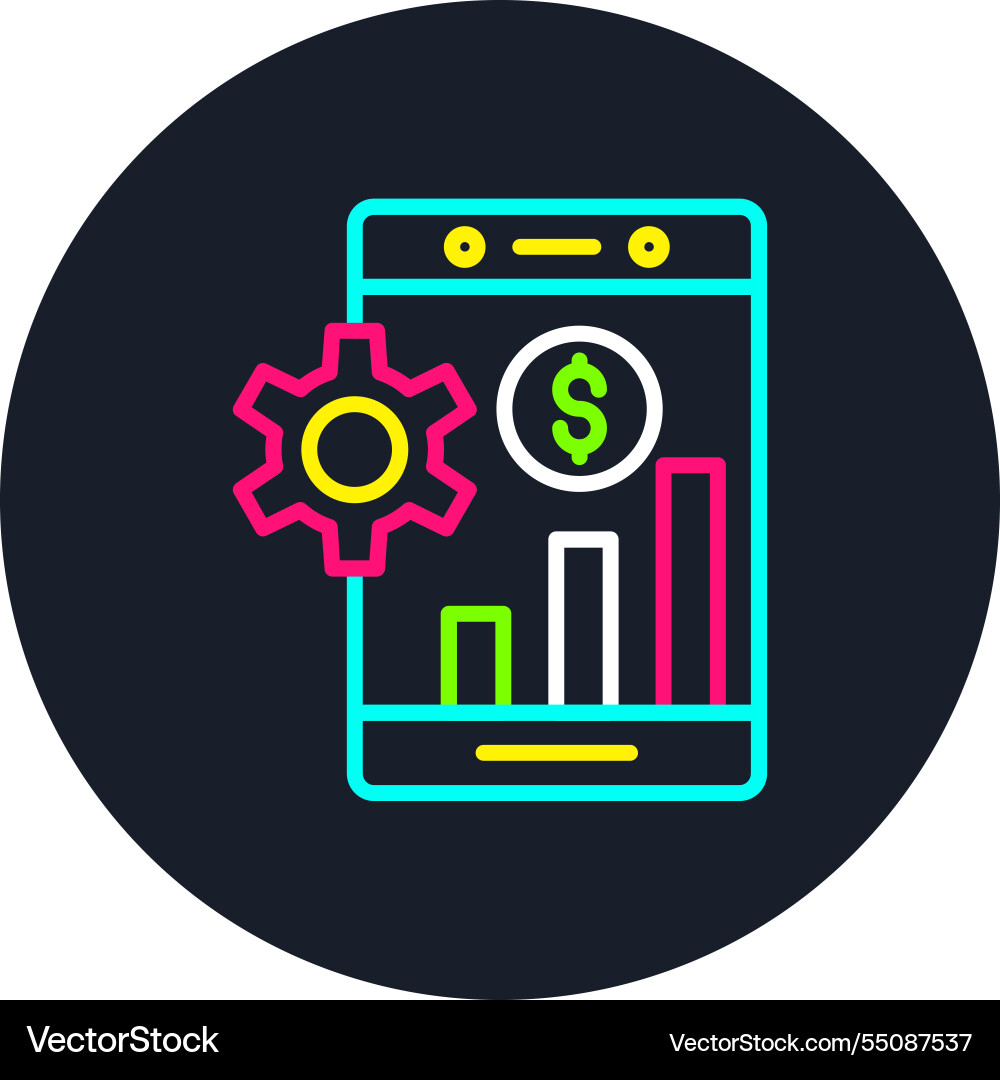 Mobile analytics line multi color icon Vector Image
