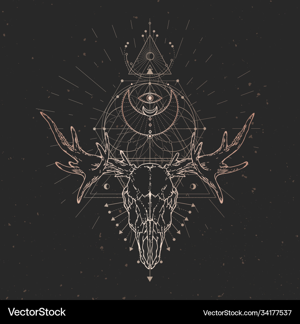 Moose skull and geometric symbol vector image