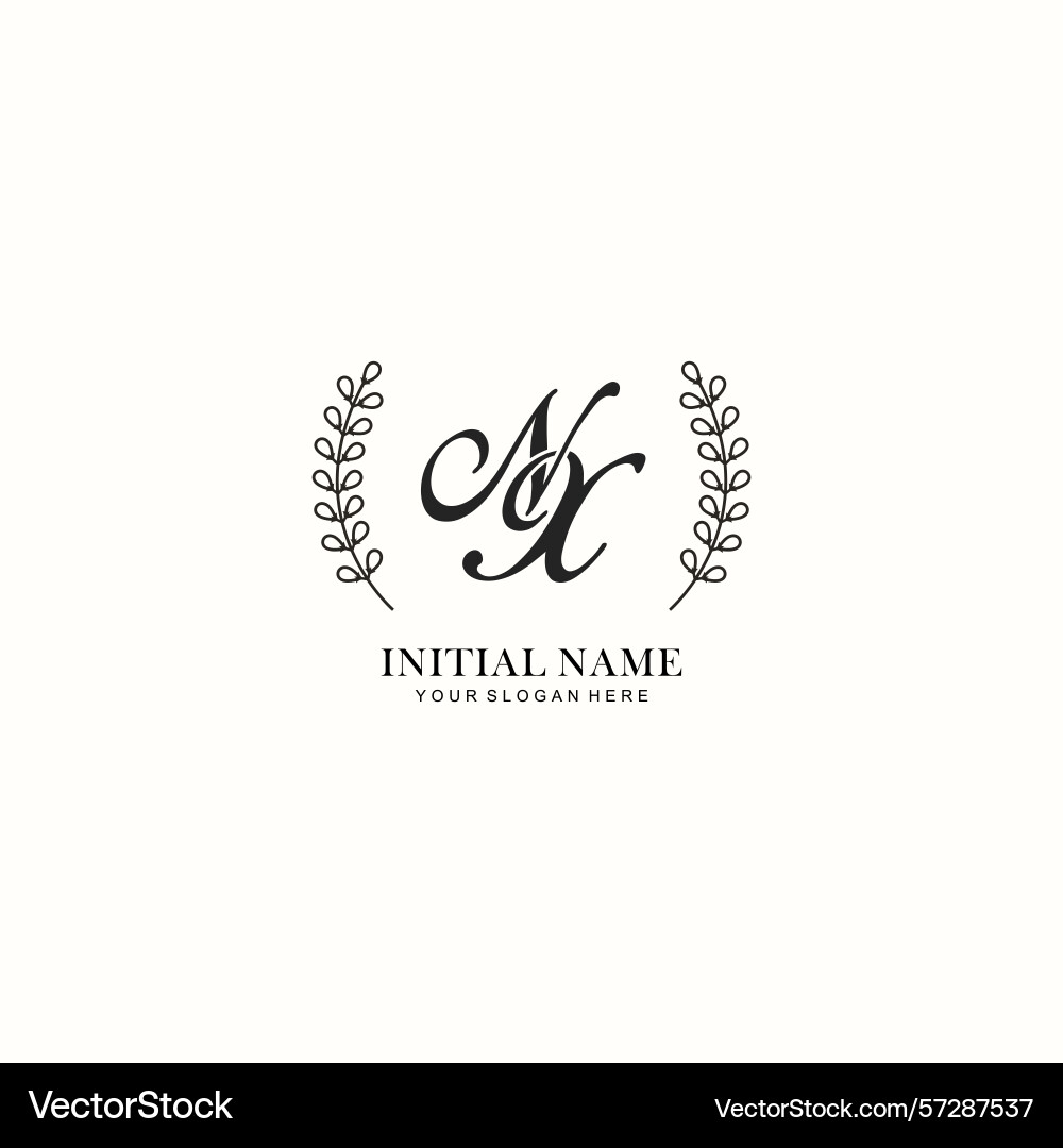 Nx initial logo templates with botanical elements Vector Image