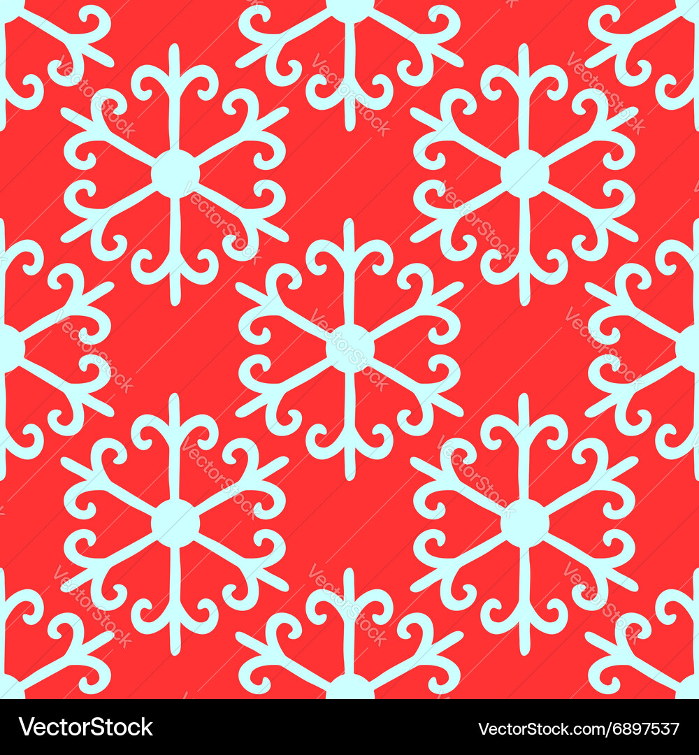 Red seamless snowflake pattern Vector Image