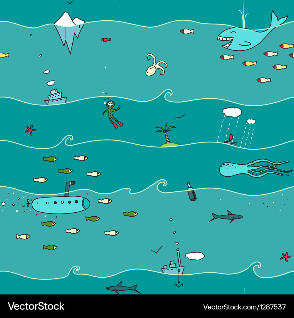 Underwater seamless pattern Royalty Free Vector Image