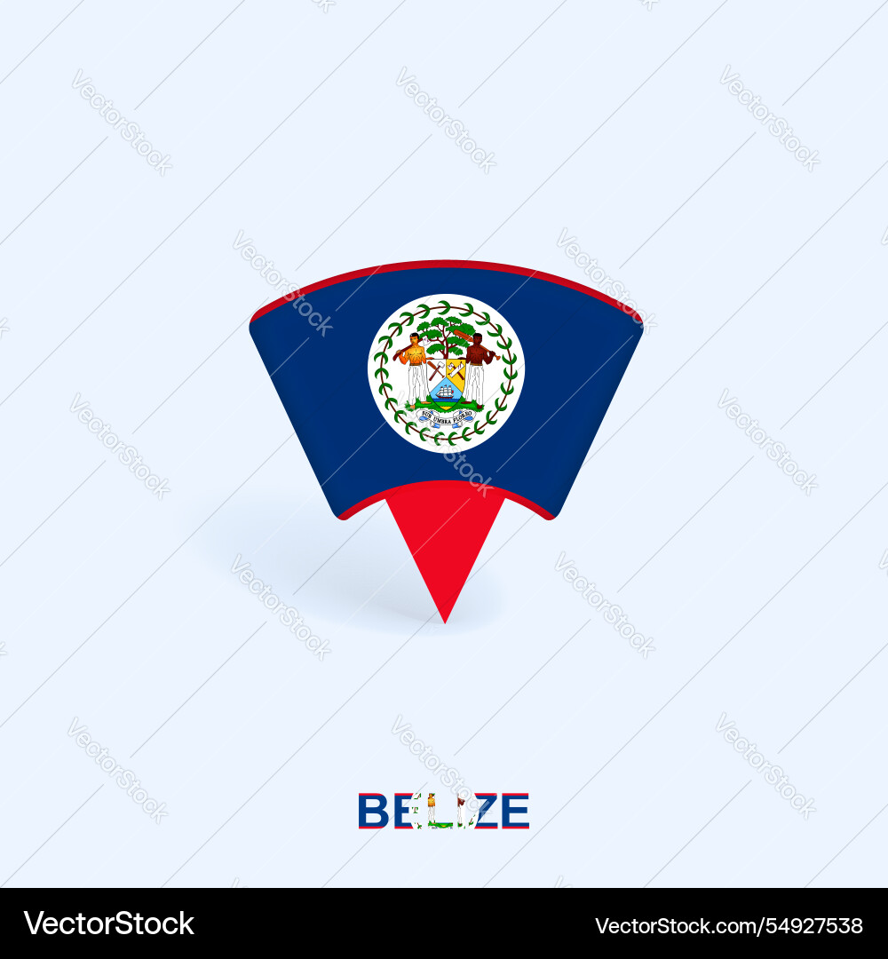 Belize flag map pointer design with shadow vector image