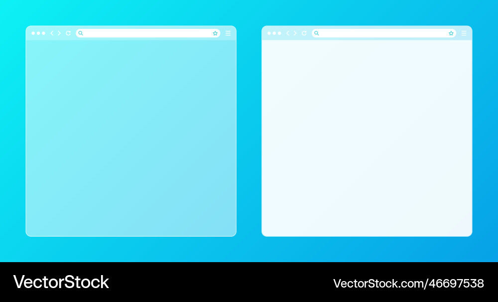 Blank transparent web browser window with toolbar Blank transparent web browser window with toolbar vector image