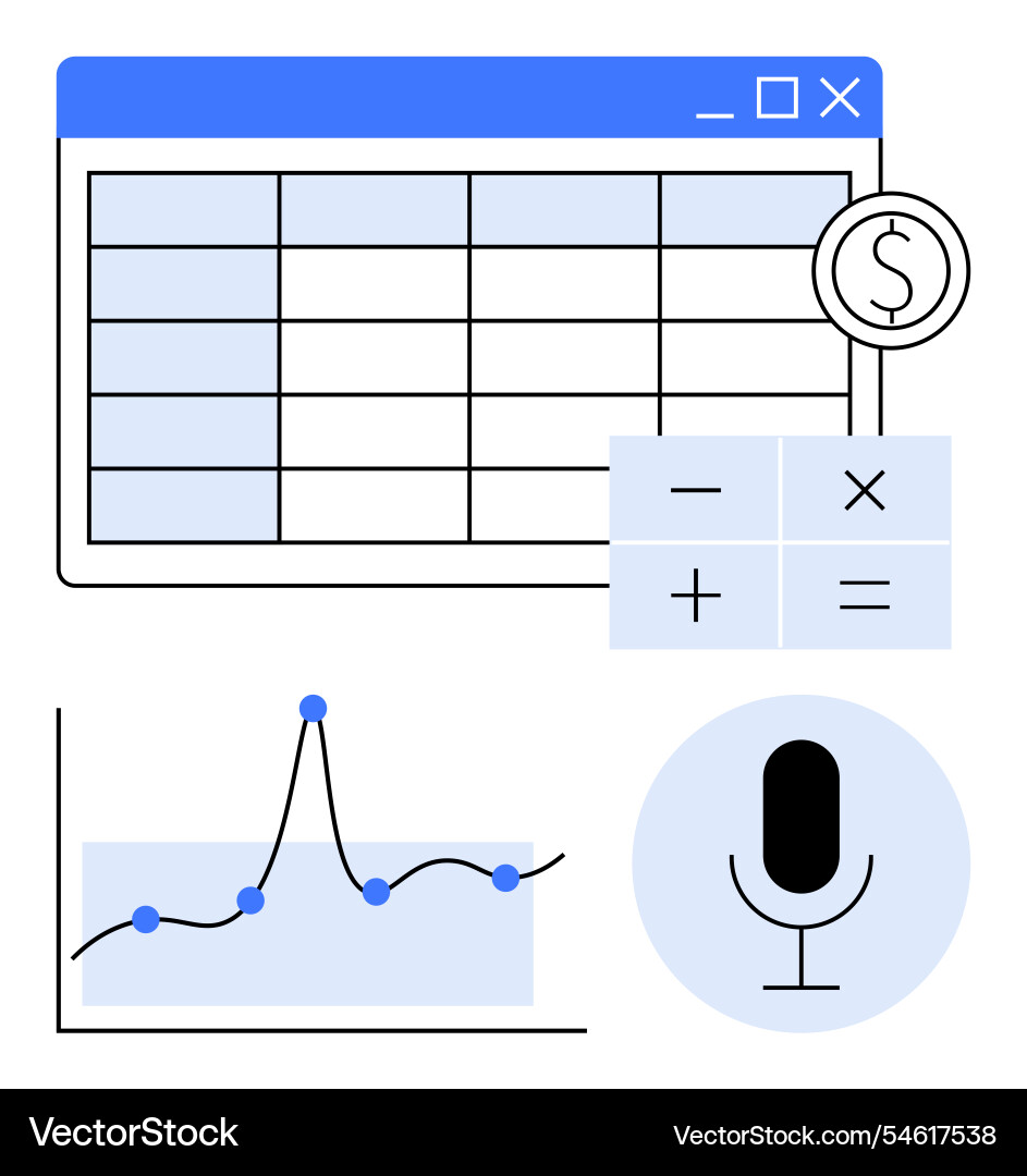Data analysis tools spreadsheet calculator graph vector image