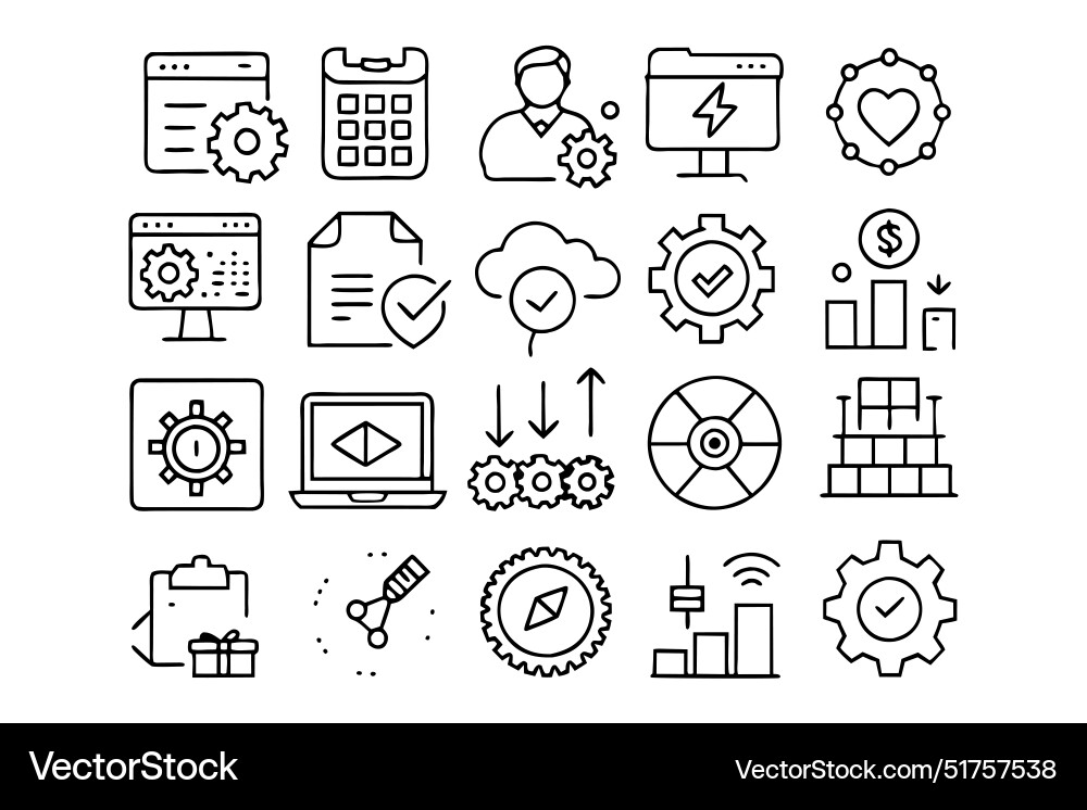 Devops methodology editable stroke outline icons Devops methodology editable stroke outline icons vector image
