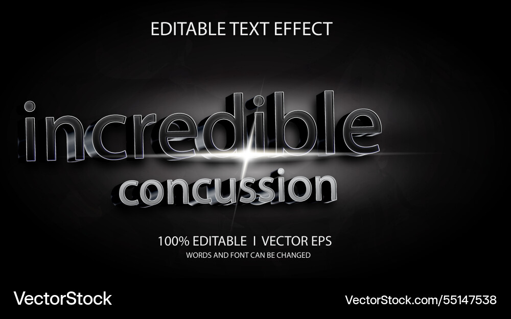 Incredible concussion 3d text effect with modern Incredible concussion 3d text effect with modern Vector Image