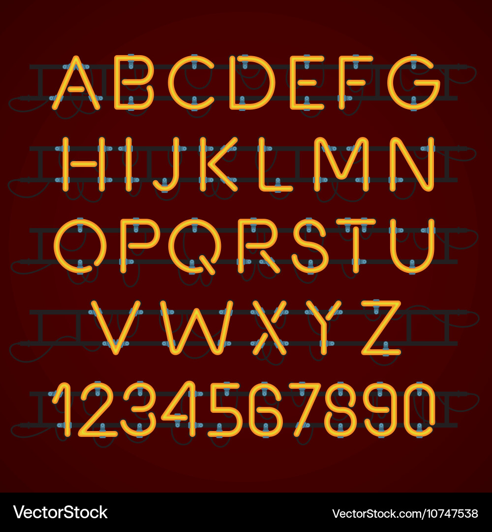 Neon Alphabet Font - Dark Background Vector Image