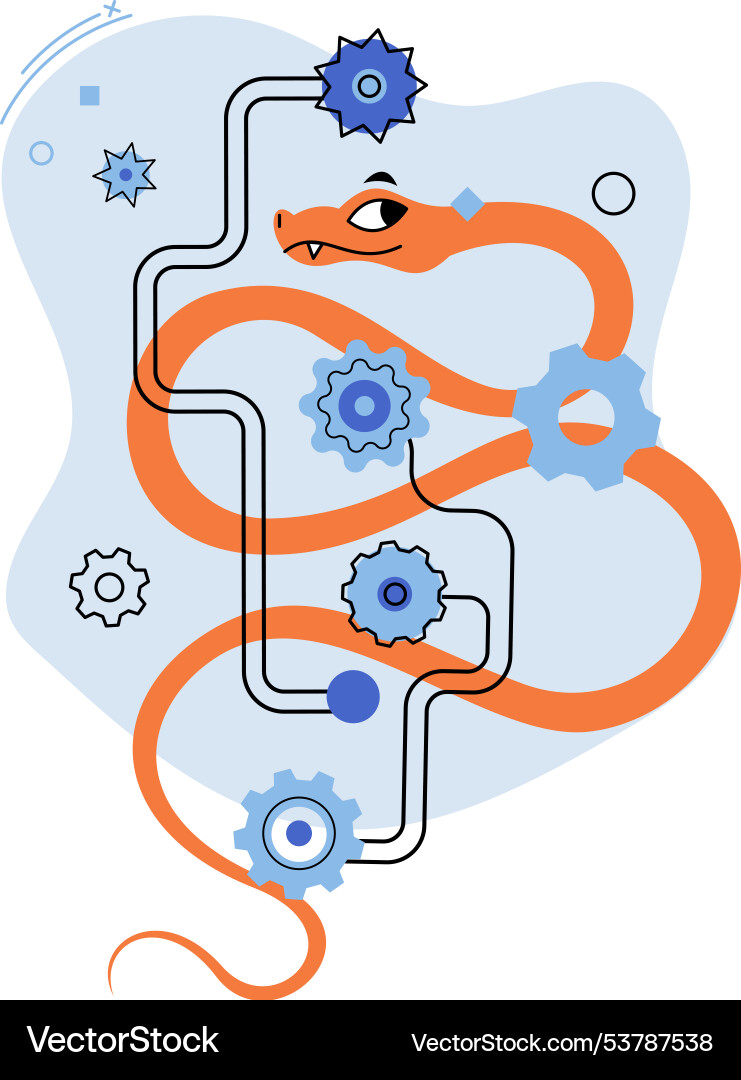 Python programming and automation theme with snake vector image
