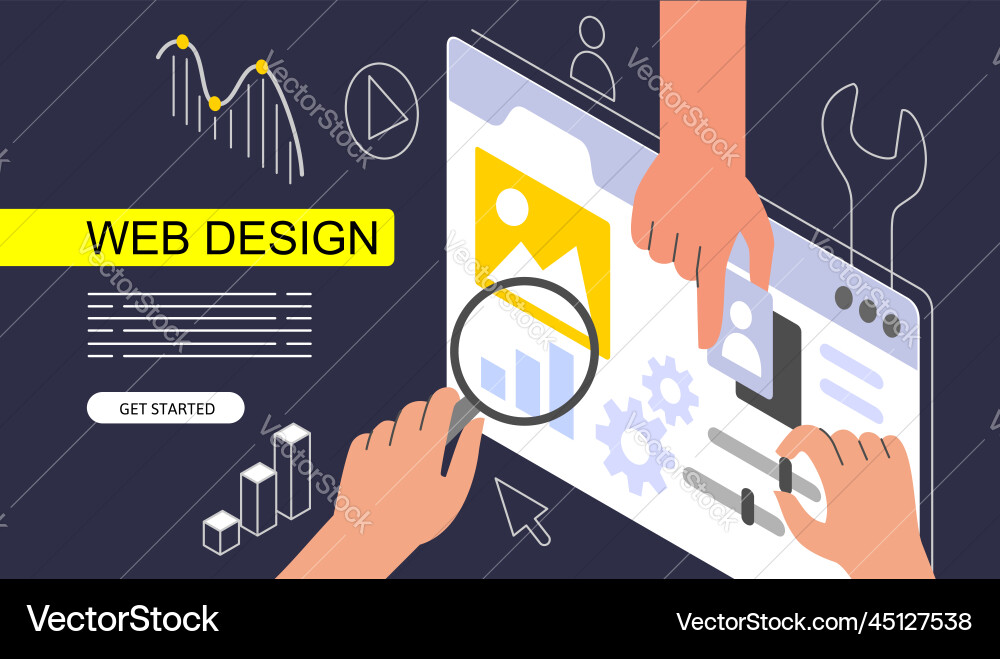 Web page isometric concept use Web page isometric concept use vector image