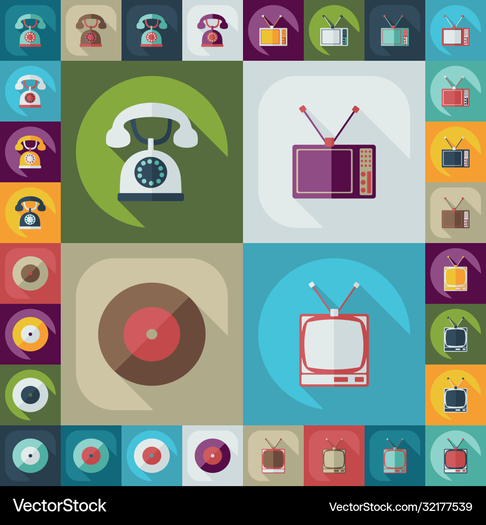 Flat concept set modern design with shadow retro vector image