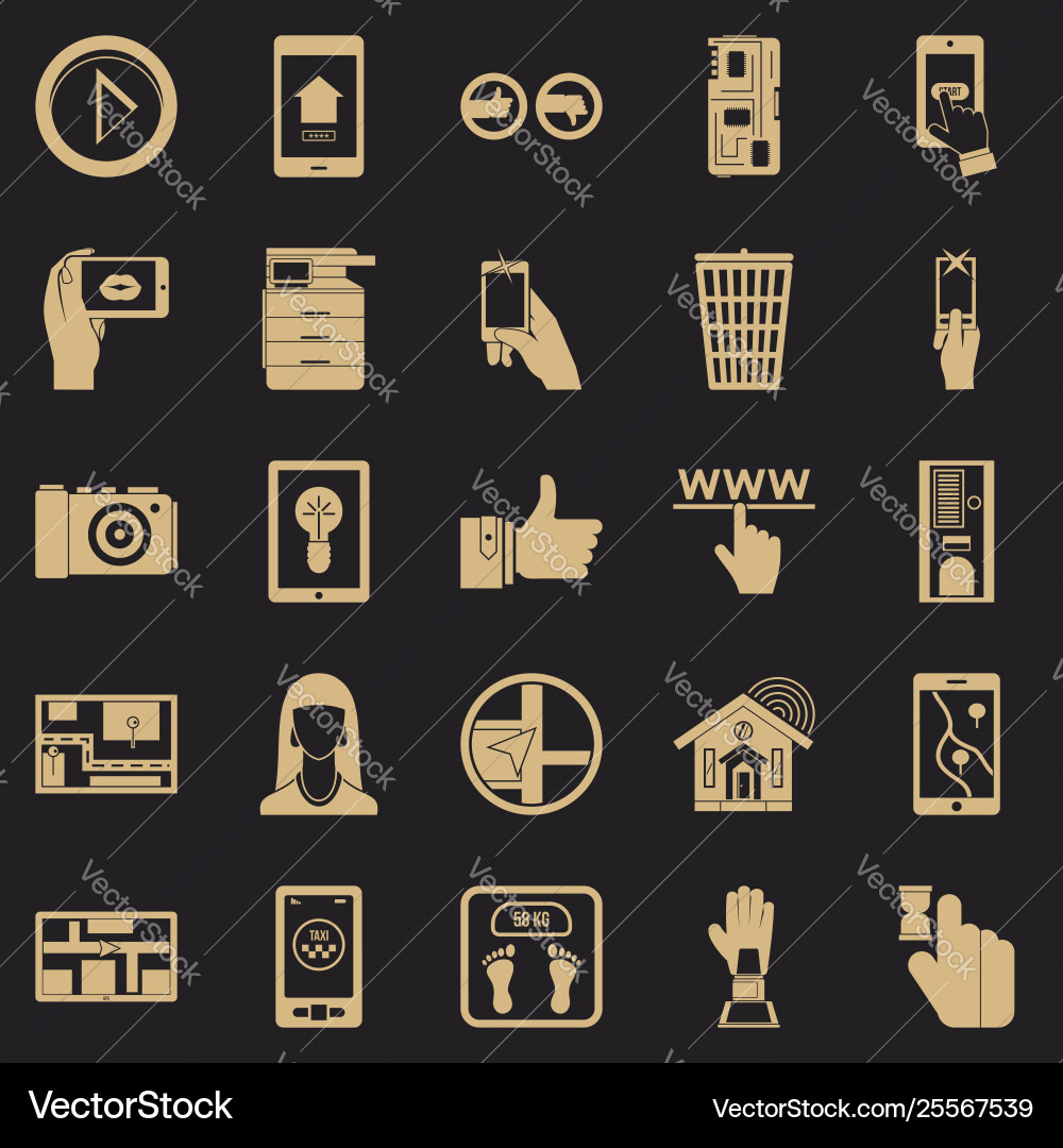 Flat screen icons set simple style Vector Image