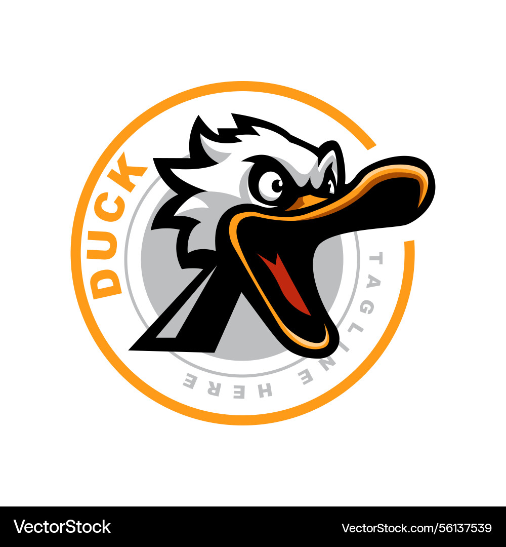 Happy duck mascot logo Happy duck mascot logo vector image