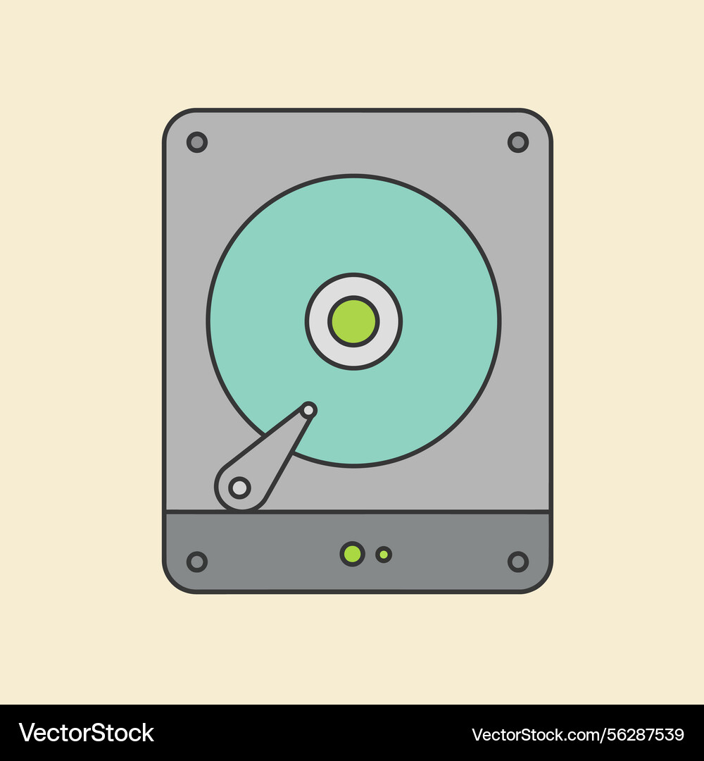Hard drive device with open disk platter and read Hard drive device with open disk platter and read Vector Image