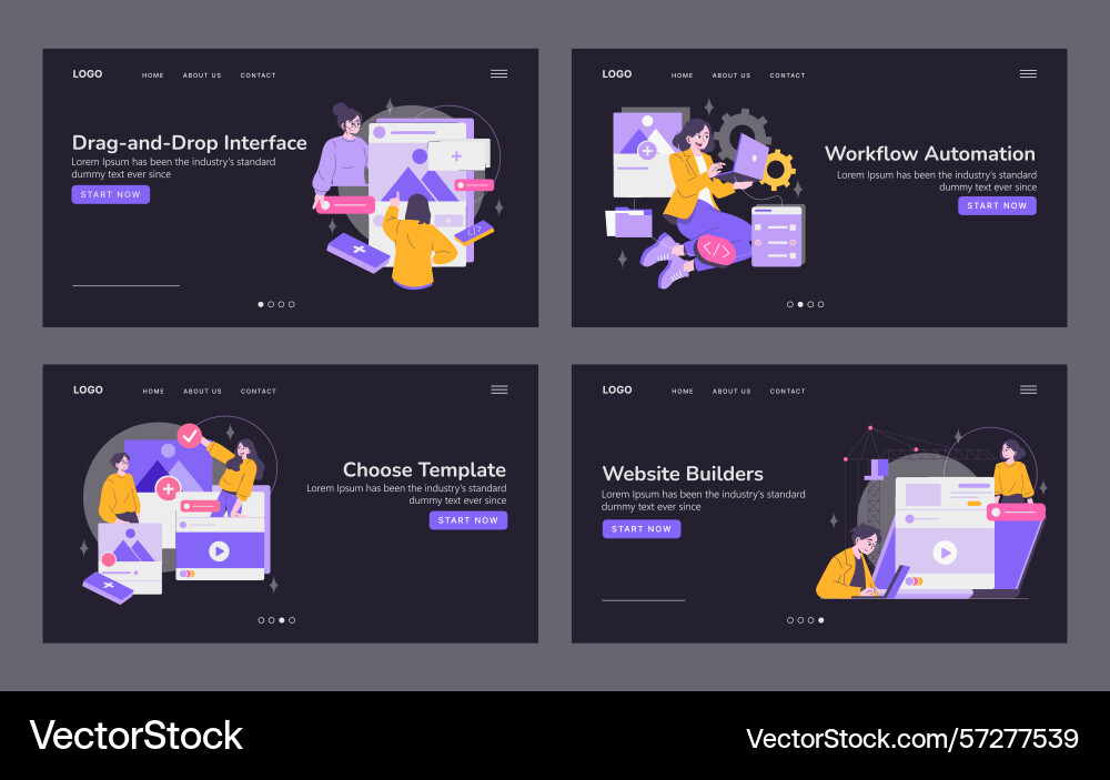 Interactive website builder tools with drag-and Interactive website builder tools with drag-and vector image