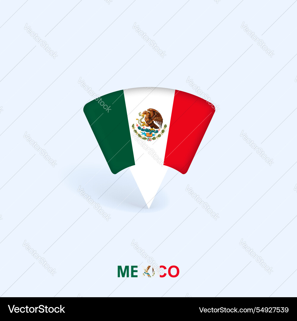 Mexico flag map pointer design with shadow Mexico flag map pointer design with shadow Vector Image