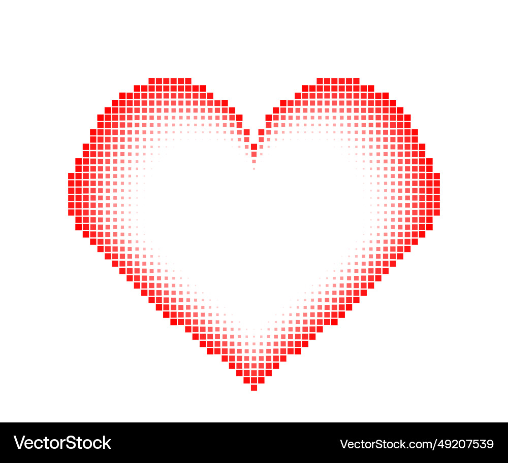 Red halftone heart frame with pixel texture Vector Image