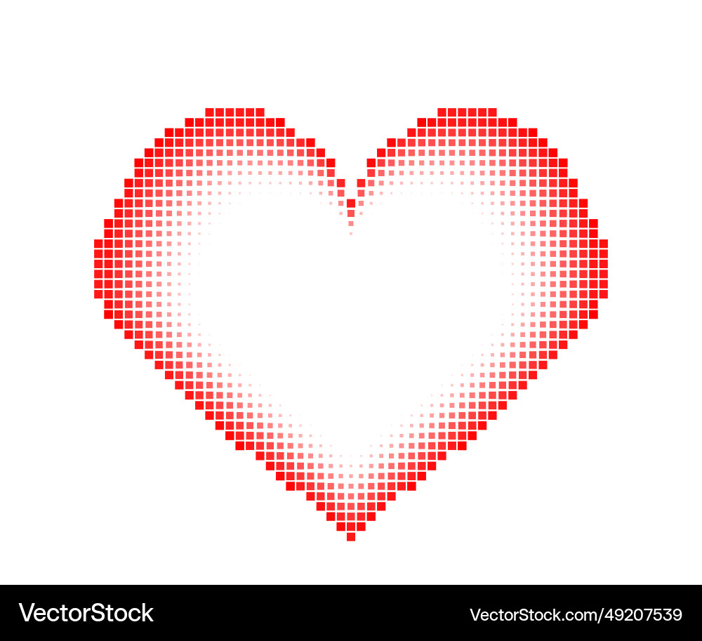 Red halftone heart frame with pixel texture vector image