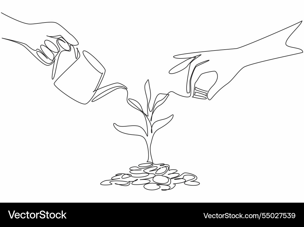 Single continuous line drawing stack of coins Single continuous line drawing stack of coins vector image